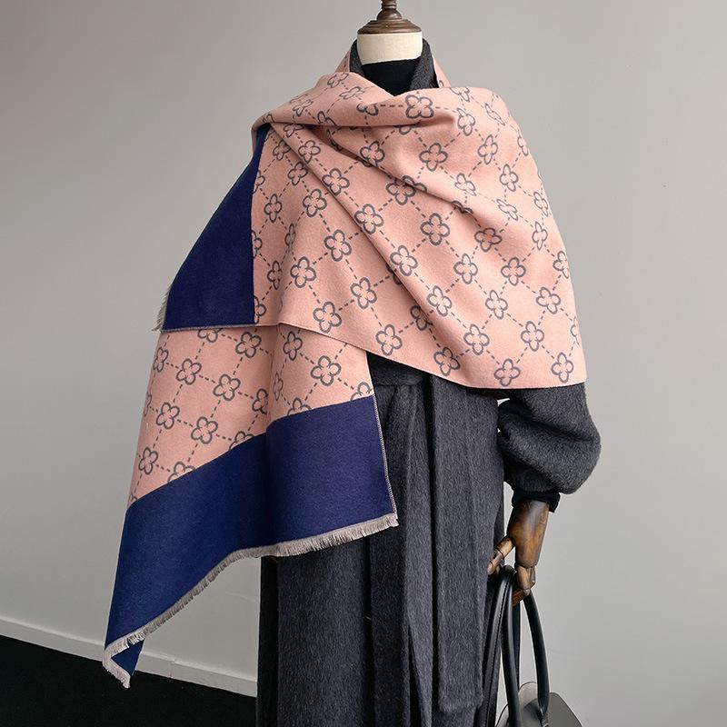 

Корейский четырехлистный клеверный лепесток модный контрастный женский термошарф, кондиционер шаль шарф, шея 180-70cm