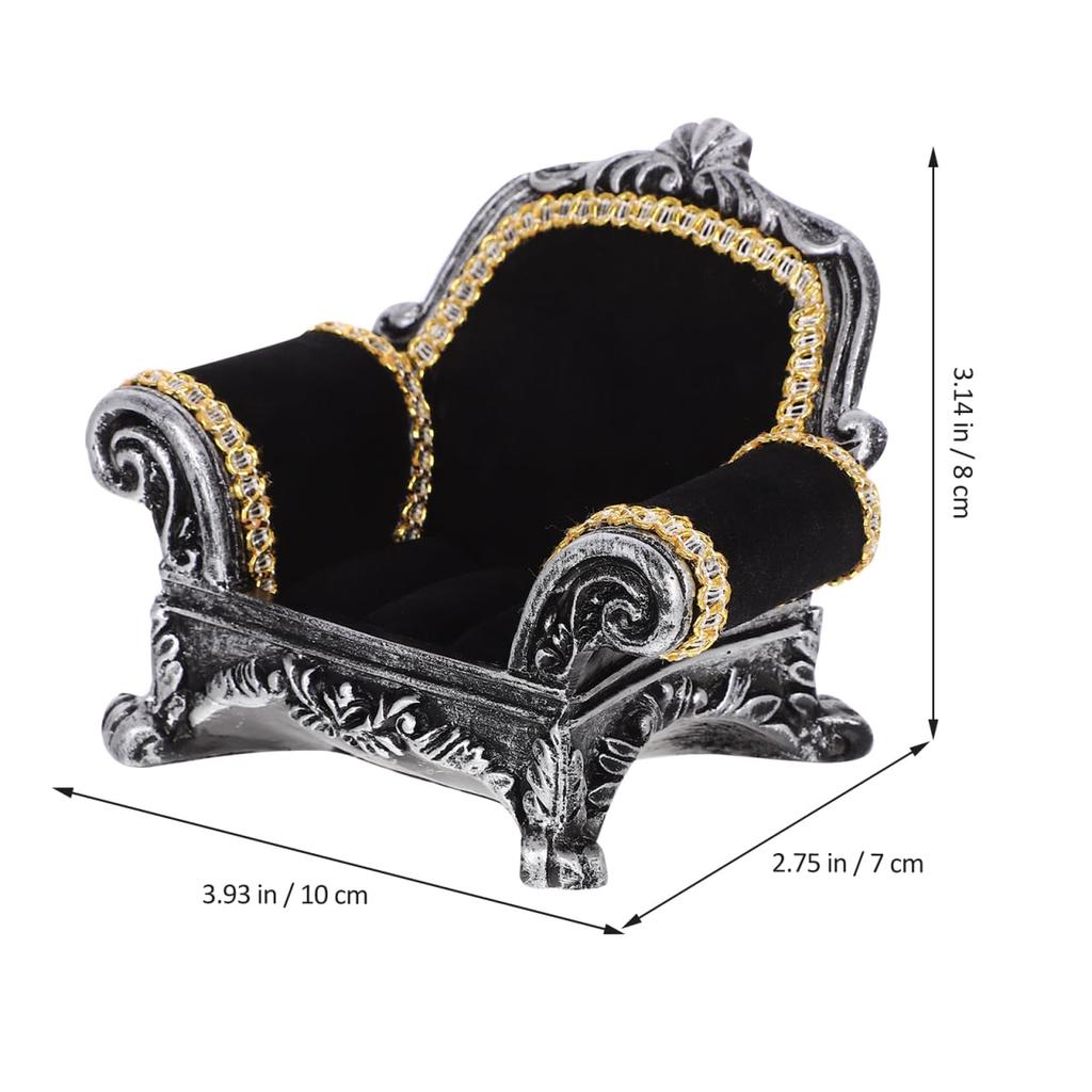 STOBOK Ring Jewelry Ring Display Jewelry Miniature Photography Ring Display Stand Stand, Sofa-Shaped, Black, Stand, Stand, Velvet-Look Storage,