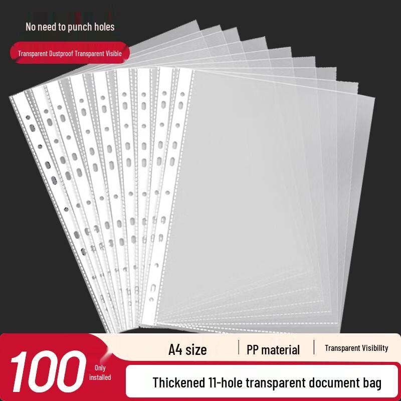 A4 11-Hole Transparent File Sleeves
