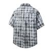 Camicia a maniche corte vintage a quadri a contrasto per primavera ed estate, camicia da coppia a vestibilità ampia