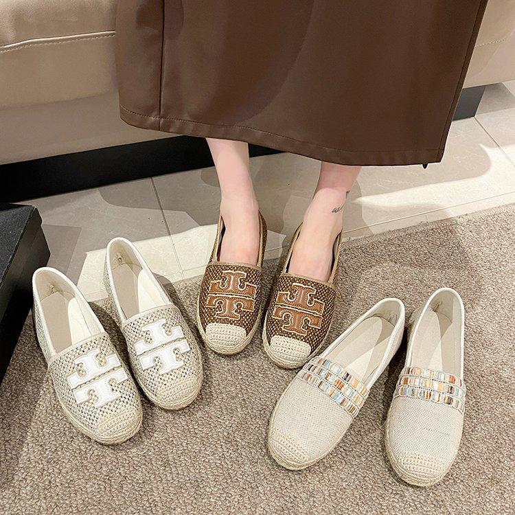 2024 Spring and Summer New Xiaoxiang Fisherman Shoes Women's Hemp Rope Woven Flat-soled One-pedal Thick-soled Single Shoes Loafers Women's Shoes