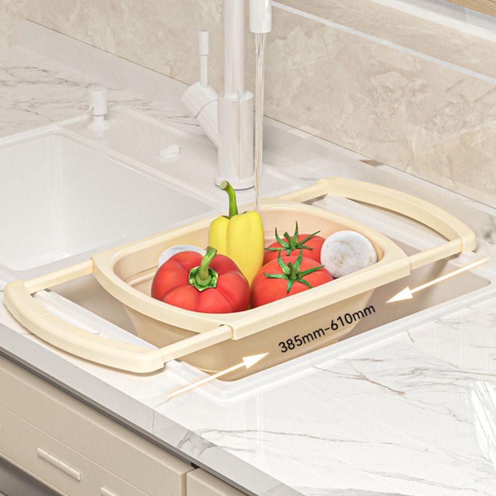 Large Capacity Sink Strainer Basket Foldable Bottom Collapsible Colander  Tableware