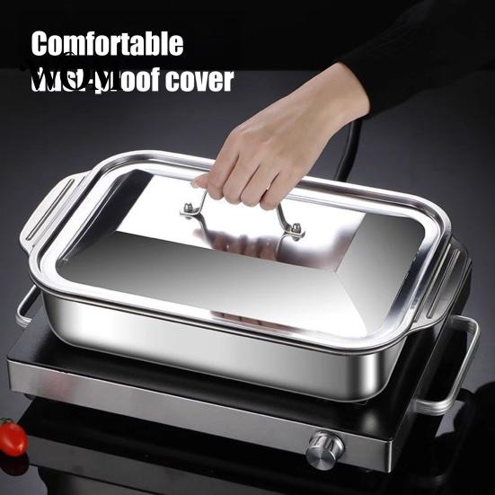 Sturdy Kitchen Roasting Pan Stainless Steel Baking Pan, with Handles, Heavy-Duty Rectangular Tray, Large Tray High Temperature Resistant Durable