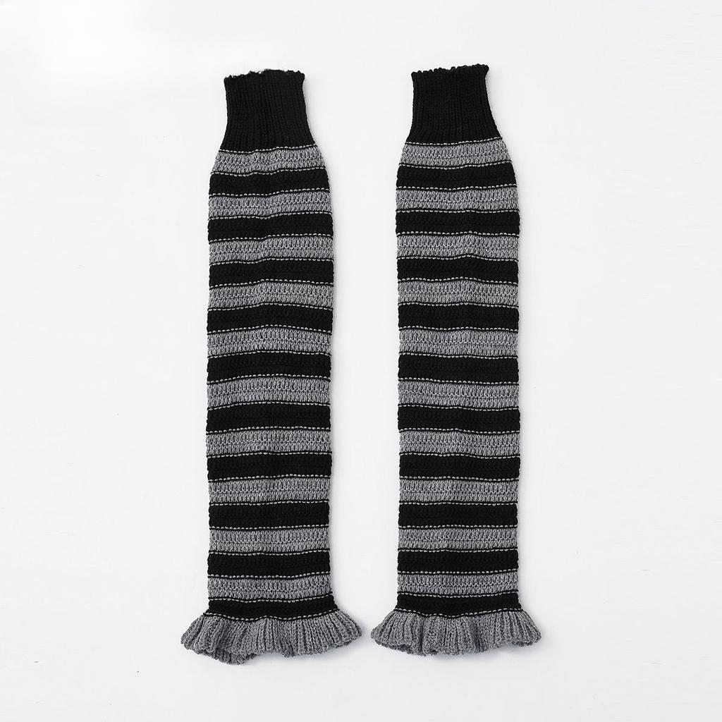 Hot Girl Style Y2K Spring Autumn Women's Striped Slouch Socks Leg Warmers for Leather Shoes Knitted Chunky Thread Calf Socks