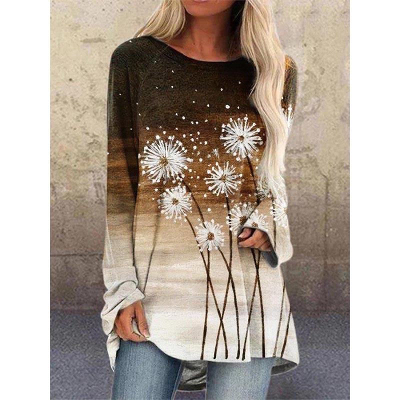 

Осенний женский топ с принтом и круглым вырезом, модная повседневная свободная блузка большого размера, большие размеры 5XL жёлтый