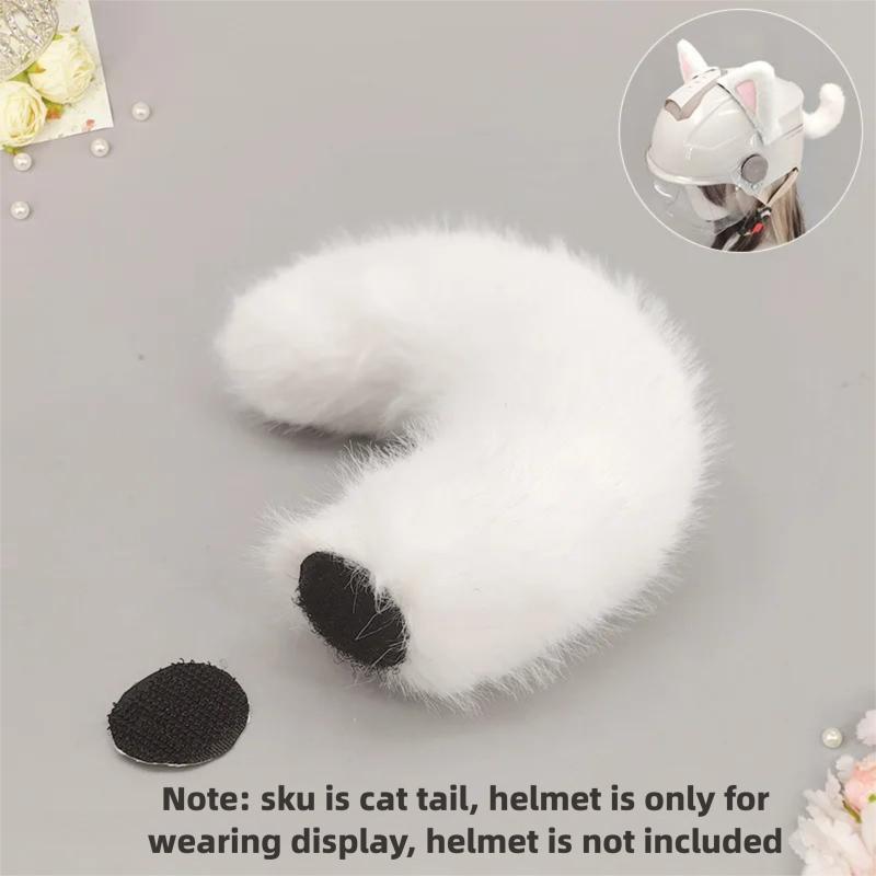 DIY Helmet Cat Ear Decorations Plush Cat Ears and Tail Stickers for Motorcycle Helmets for Men and Women Cute Accessories