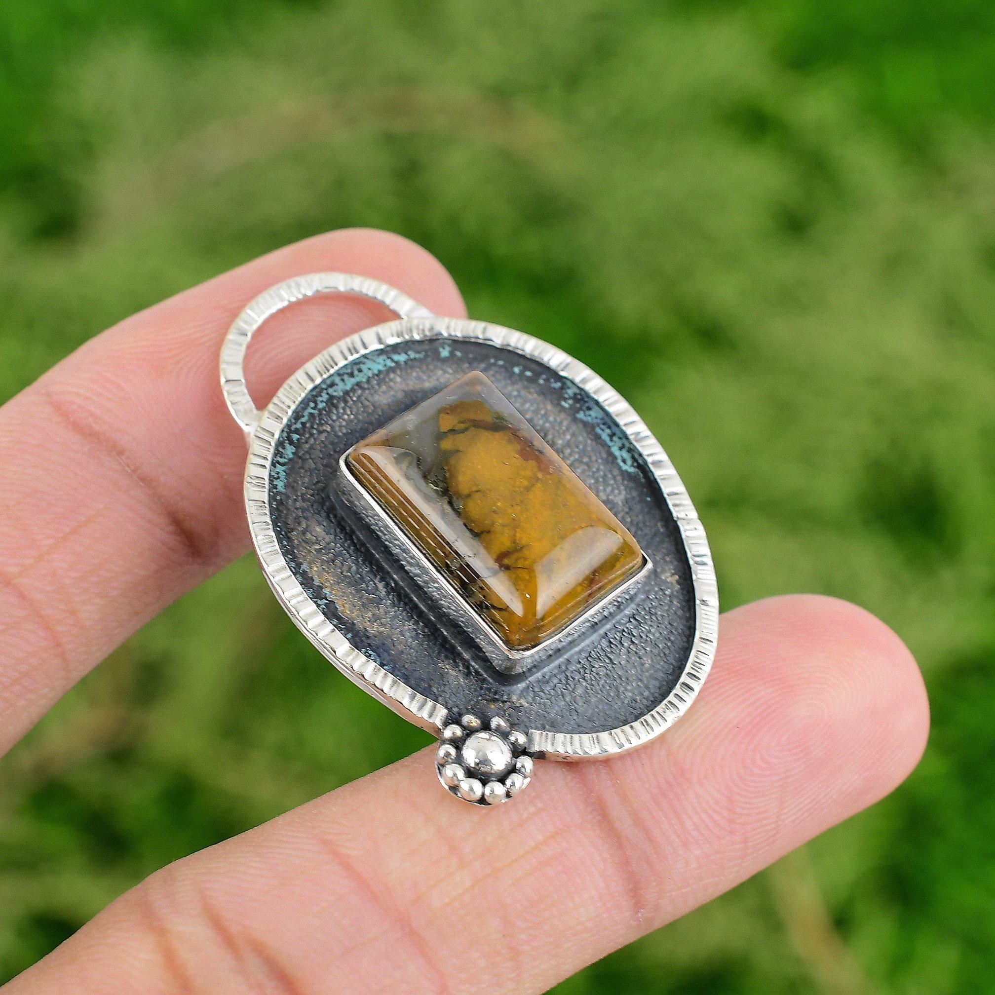 

Daughters Day Deal Radiant Natural Pertified Wood Sterling Silver Bezel Pendant