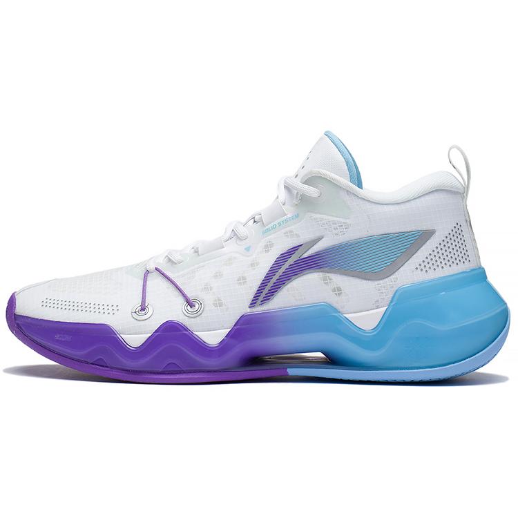 New LINING Liren 2 Low Basketball Shoes Men Low Top Standard White/Blue/Purple ABAS039-11