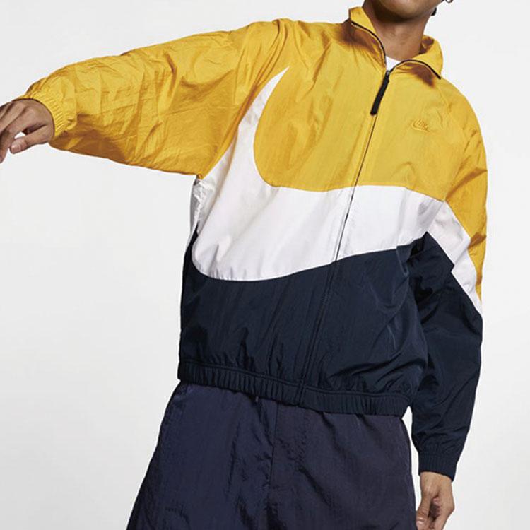 Nike Zip-Up Knitted Color-Block Sports Windbreaker Men Jackets Yellow AR3132-728