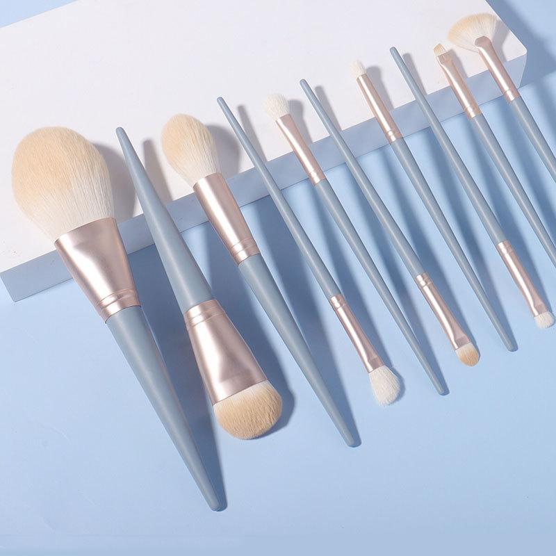 10-Piece Blue Bridge Makeup Brush Set Ultra Soft Brushes for Beginners Foundation Powder Eyeshadow Brushes Complete Set