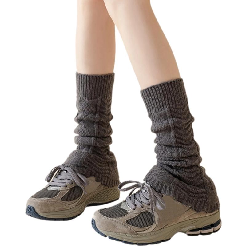 Fashionable Twist Cable Knit Footless Middle Calf Socks Pleated Ruched Ruffled Leg Warmers Boot Toppers Covers for Women