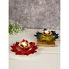 Diya für Puja Heimdekorationsartikel Geschenk, Lotus Messing Diyas Öllampe Pooja, Diwali Geschenke (2er Set)