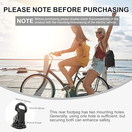 1 Pair Bike Rear Pedals, Mini Folding Bike Pegs, 8mm Aluminium Alloy Non-Slip Bicycle Footrests, Quick Release Foot Plates Pedals for Mountain Bike E