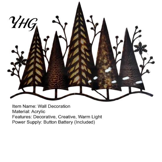 Modern Wall Sculpture Acrylic Forest Decoration with Warm LED Light, Glowing Tree Decor, Silhouette Sign Lighted Art for Christmas Home Living