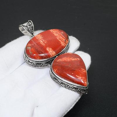 Snakeskin Jasper Gemstone Handmade 925 Sterling Silver Jewelry Pendant Double Stone Antique Pendant Natural Snakeskin Jasper Pendant For Gifts
