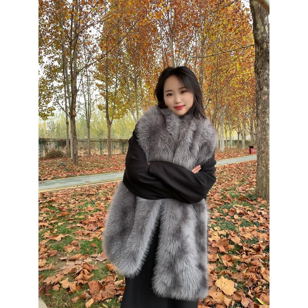 Ny Vinter Retro High-end Atmosfære Imitert Revepels Pels Pels Skjerf Dame Vinter Tykt Varmt Skjerf