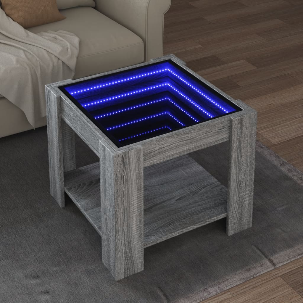 LED Coffee Table Grey Sonoma 53x53x45 Cm Particleboard