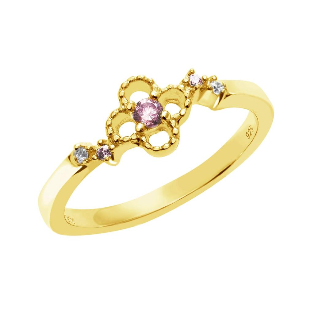 Lala Christie Women's Pinky Ring In Silver 925 and Yellow Gold, August Birthstone, Peridot, Natural Zirconia, SV925, Size 7