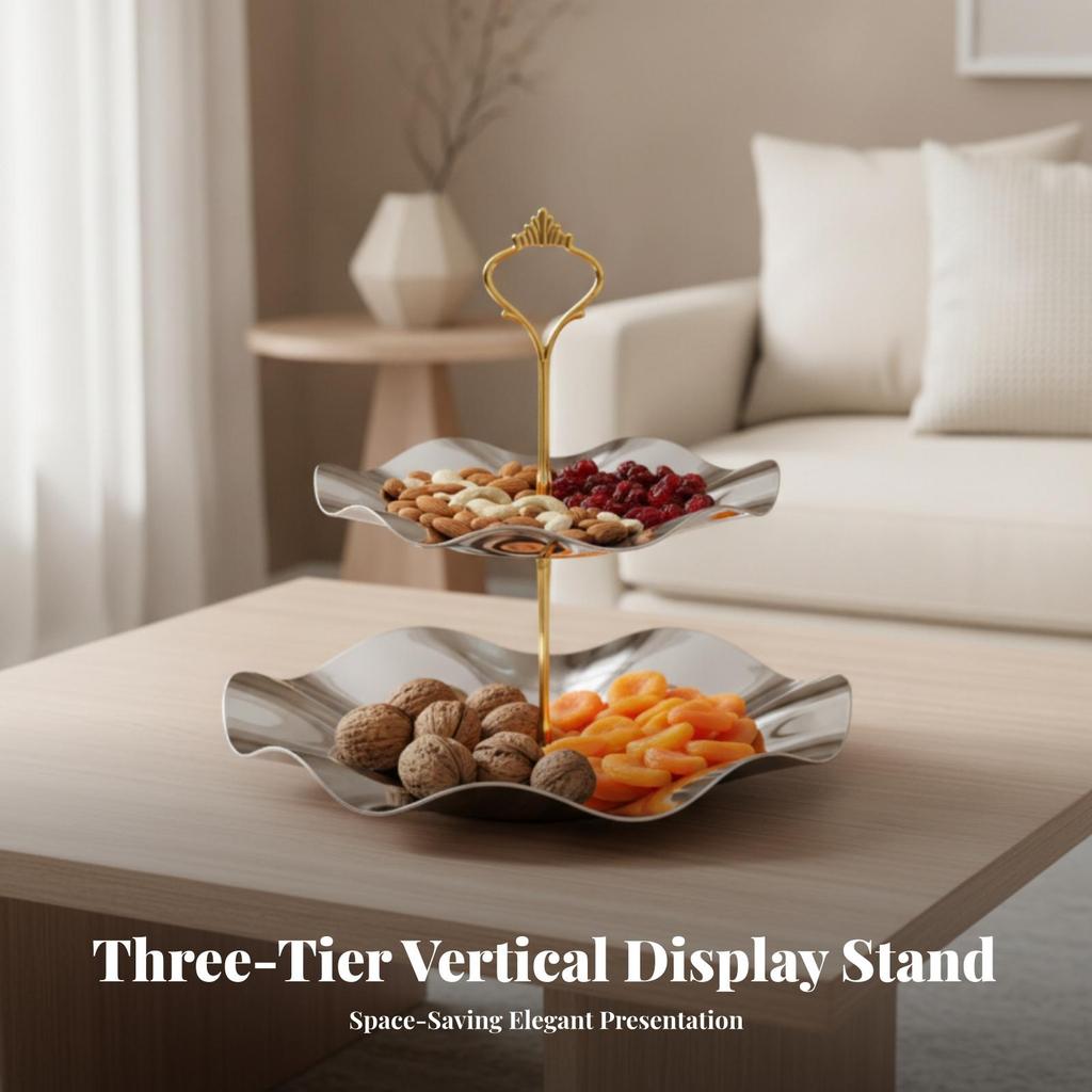 2-Tier Serving Stand Elegant Tableware Space-Saving for Buffet
