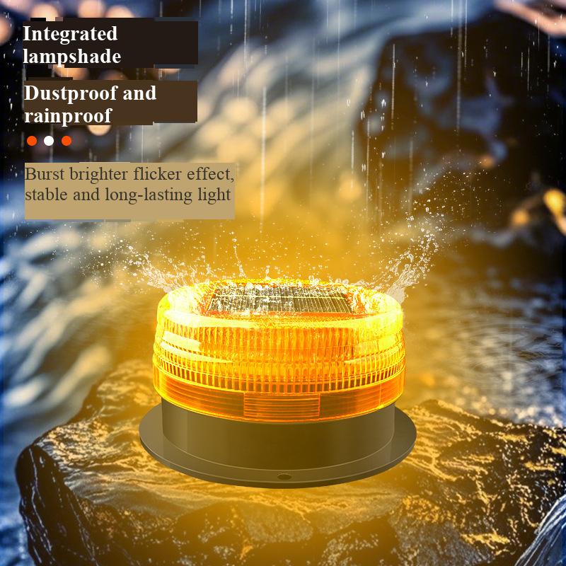 Solar Warning Light Flashing Car Mounted LED Warning Light Flash Waterproof Magnetic Suction Roof Night Safety Warning Light