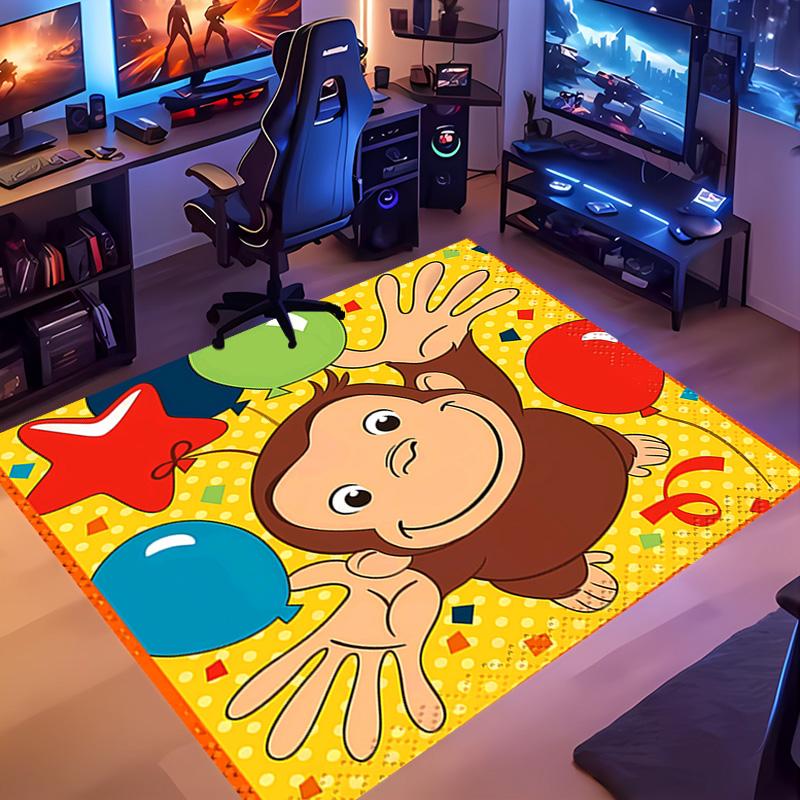 1pc Curious George Entrance Mat, Non-Slip Mat Area Rug,Room Decor, Outdoor Decor, Kitchen Rug,Doormat - Machine Washable, Easy to Clean