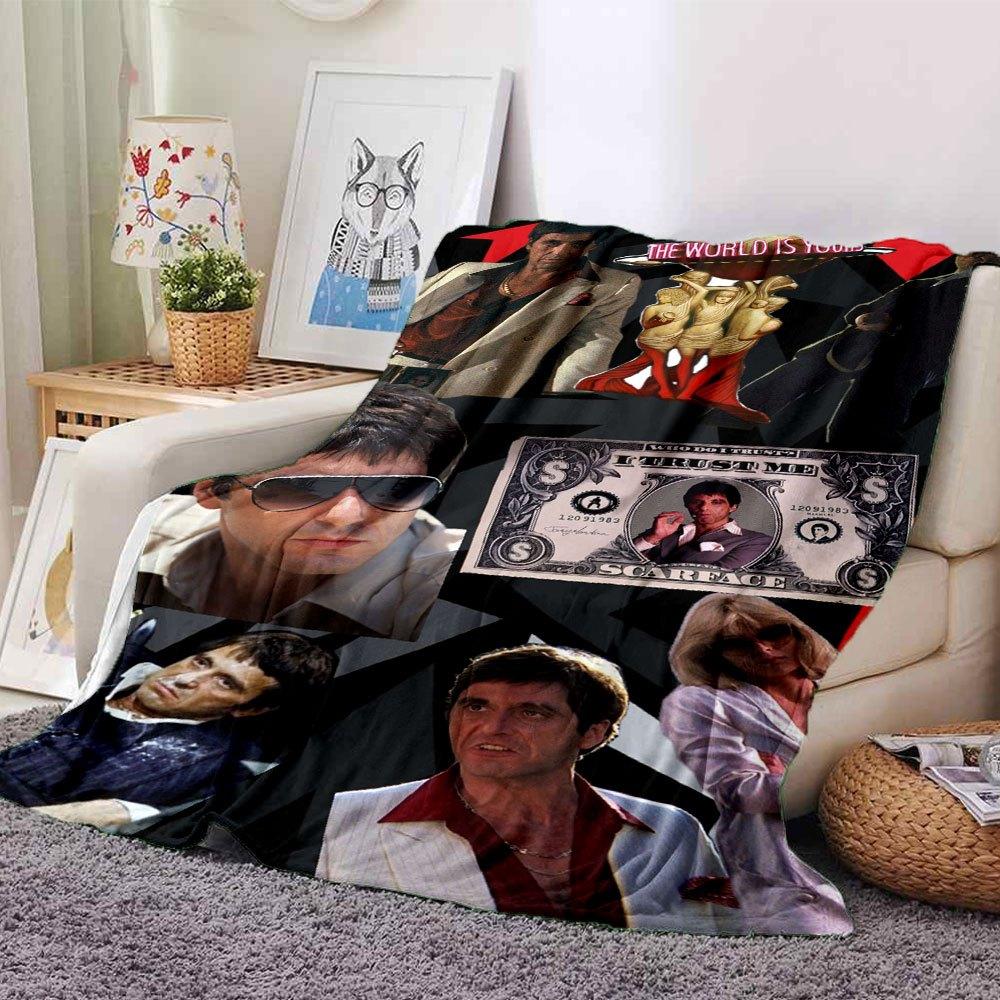 

1pc Scarface-Inspired Flannel Blanket - Soft Cozy All-Season Throw for Bedroom, Sofa, Camping, Travel - Perfect Gift for Movie FansB95 80cmx120cm(31inx47in)