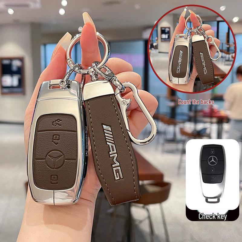 Mercedes AMG Key Case: Compatible with A35L, G63, GLE53, C43 - Premium Metal Shell Buckle for Men