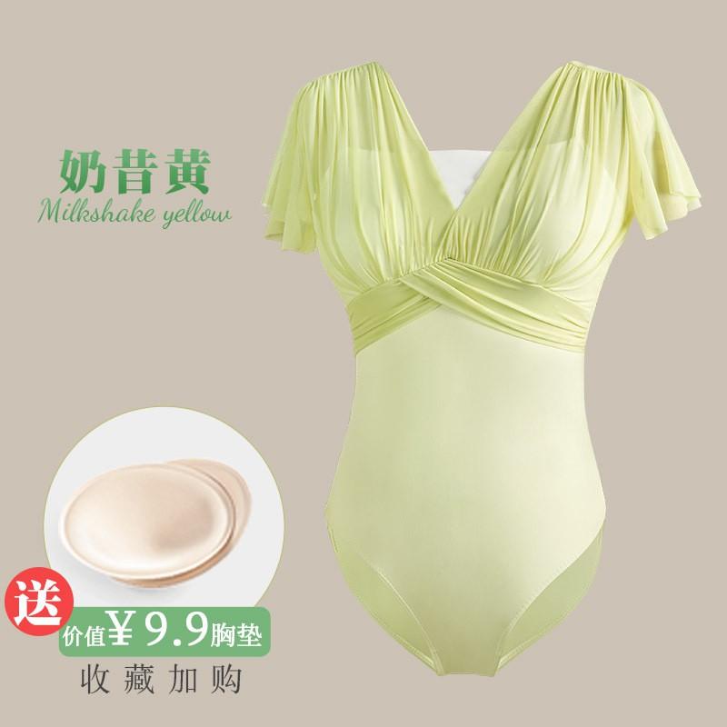 Womens Ballet Leotard Short Sleeve Wrap-Style Dancewear With Ruched Detail Gymnastics Yoga Training