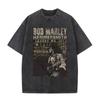 Washed Vintage Reggae Bob Marley Rastaman Vibration Graphic T-shirts Men Women Casual Cotton Retro T Shirts Male 90s Streetwear
