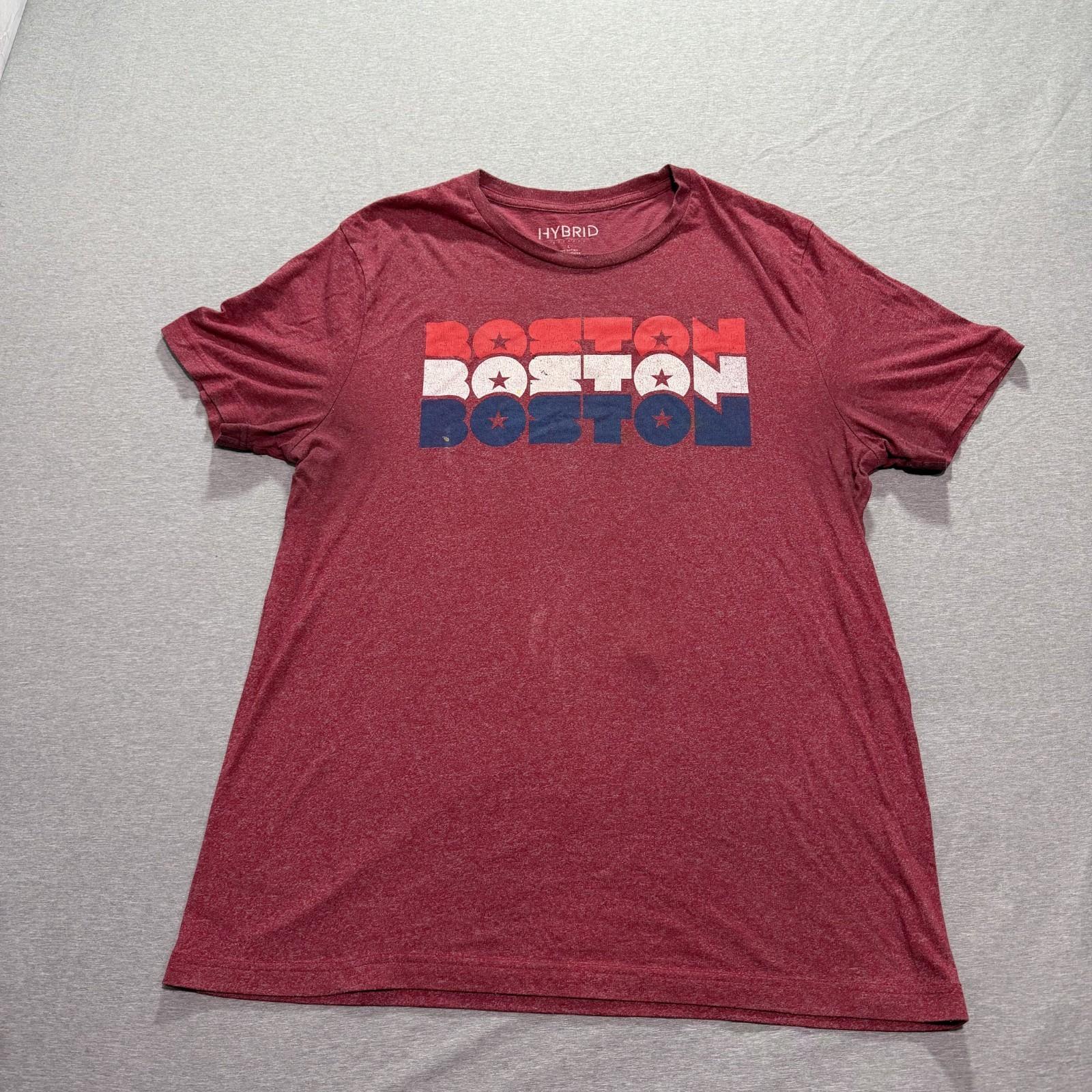 Hybrid T Shirt Men s Large Graphic Print Boston Lounge Red Tee S