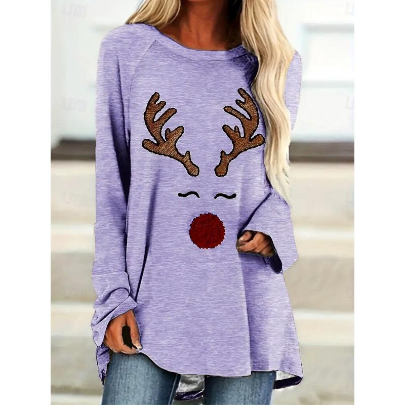 

Женская одежда с длинным рукавом модная и повседневная, подходит для рождественской тематики. 3XL