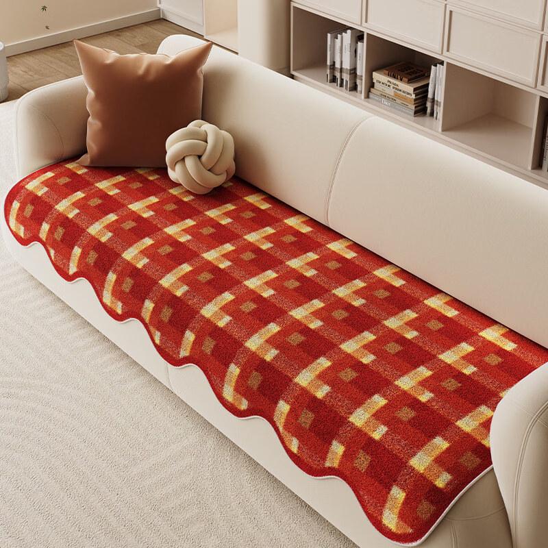 Hanton Baoli Festive Plaid Plush Sofa Cushion