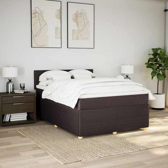 Exclusive House - Slatted Bed Base with Mattress Dark Brown 140x190 Cm