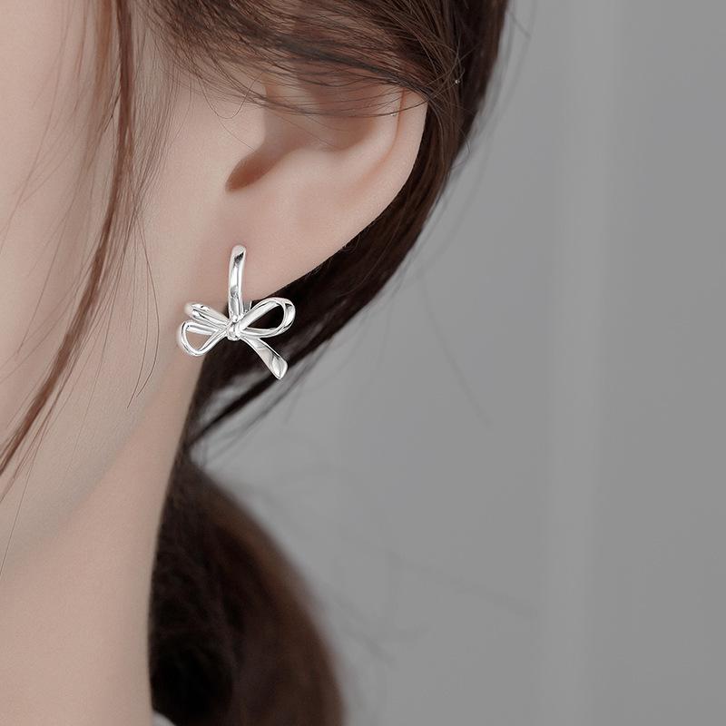 Exquisite Ribbon Bow Earrings: Sweet, Elegant, High-End Design for Women
