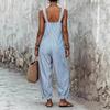 Women's Sleeveless Side Tie Wide Leg Jumpsuit Striped Casual Romper