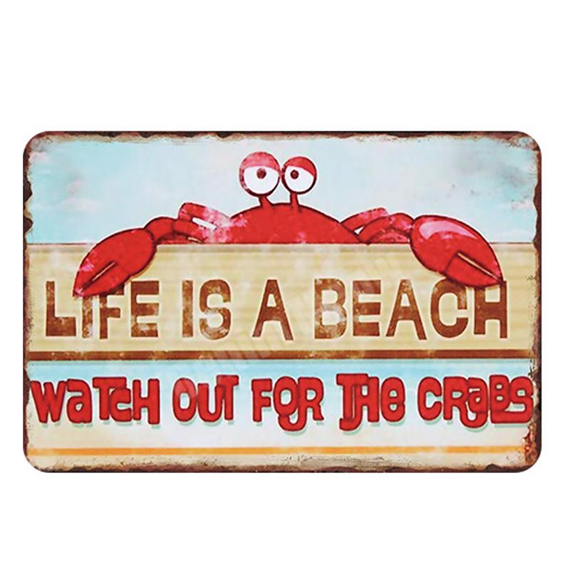 Life Is A Beach Plaque Vintage Metal Tin Signs Bar Outdoor Decorative Plates Mermaid Wall Stickers Ocean Poster Home Decor N250