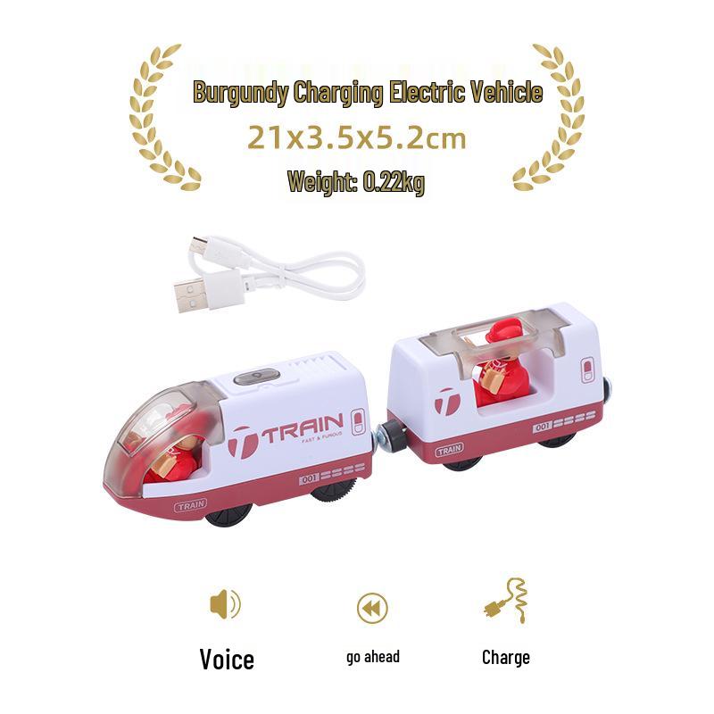 Set Tren Electric pentru Copii - Compatibil cu Piste din Lemn Thomas Brio Mi Rabbit
