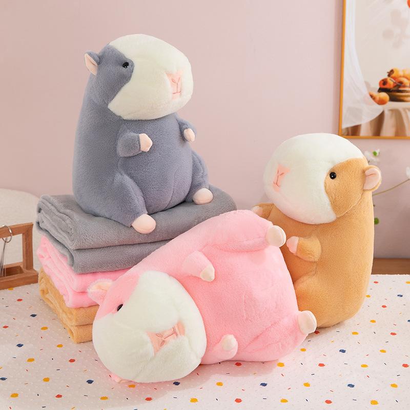 Cute hamster nap pillow quilt car throw pillow quilt dual-purpose cushion quilt large pillow coral fleece air conditioner blanket