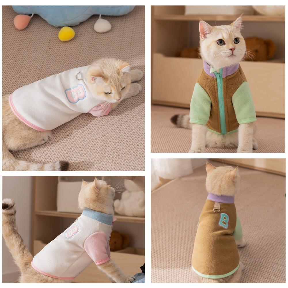 Pet clothes simple contrasting color BB two feet traction fleece cat German hairless cat autumn and winter cat clothes