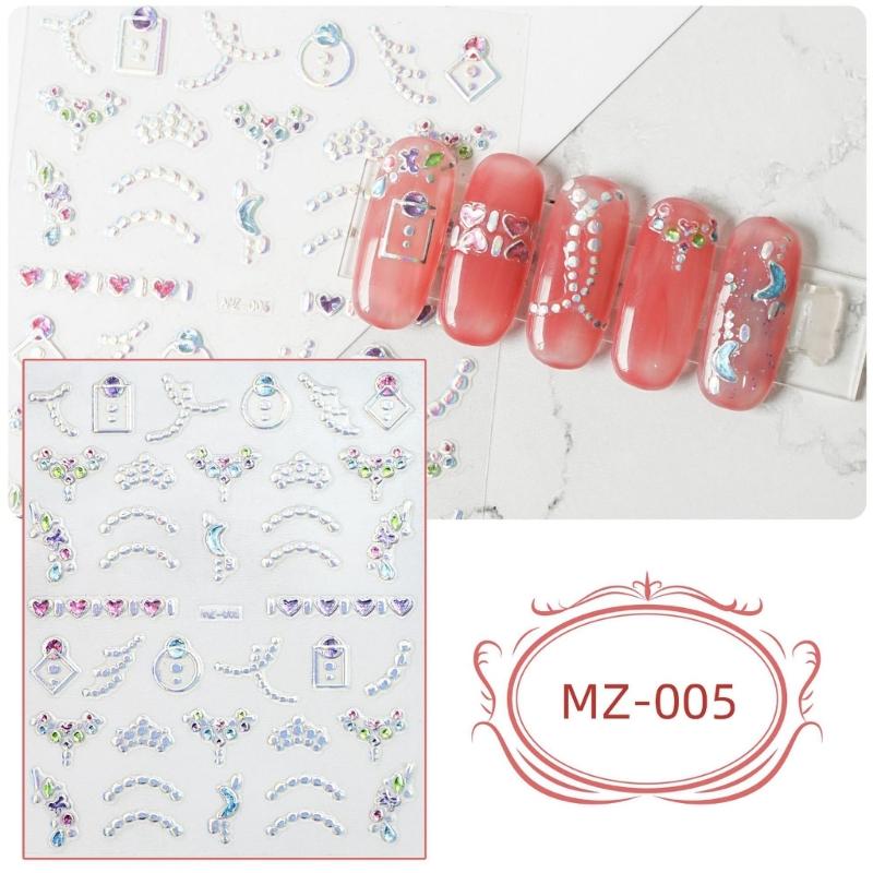 3D Geprägte Nail Art Aufkleber Bunte Blumen Nagelabziehbilder Selbstklebende Nageldesign Aufkleber für Nagelkunst Dekorationen