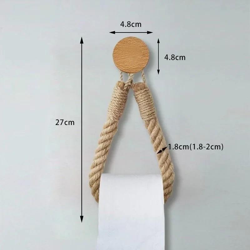 1-10PCS Rustic Rope Toilet Paper Holder No Drilling Adhesive Mounted Bathroom Storage Rack Towel Rack for Home and Hotel