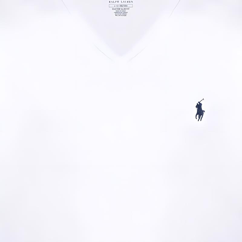 Polo Ralph Lauren Solid Color V-Neck Cotton Small Logo Embroidered Short Sleeve T-Shirt Men Tops White 710671453-008