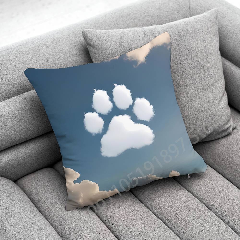 Dog Footprints Puppy Paw Print  Throw Pillow Case For 50x50cm 30x30cm 55x55cm 45x45cm 40x40cm Square Bed Pillowcase Cover