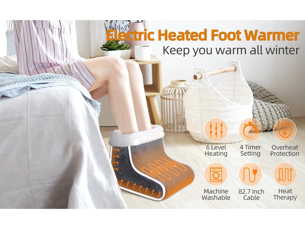 Electric Foot Warmer Boots with Constant Temperature Heating Pad for Home and Office