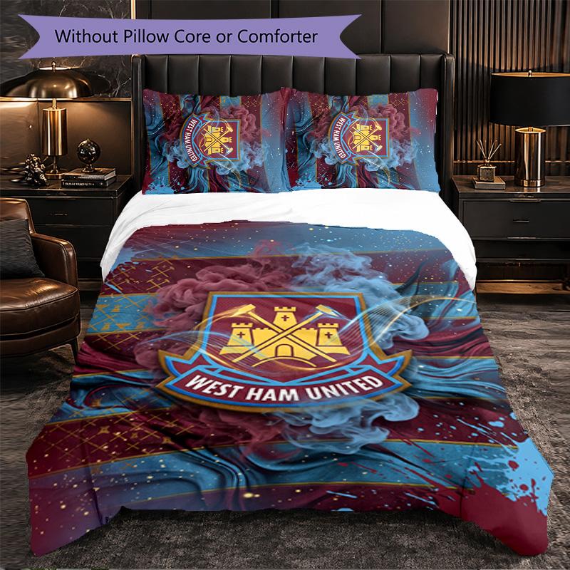 West Ham United Calcio Set Biancheria da Letto 3 Pezzi Morbido Set Copripiumino con Federe Set Decorazione Camera da Letto per la Casa