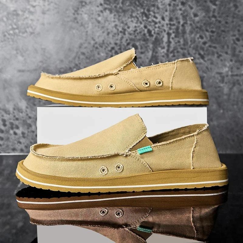 Fashi Men's Sneakers Canvas Breathable Men's Walking Driving Shoes Comfortable Outdoor Men Flats Casual Shoes