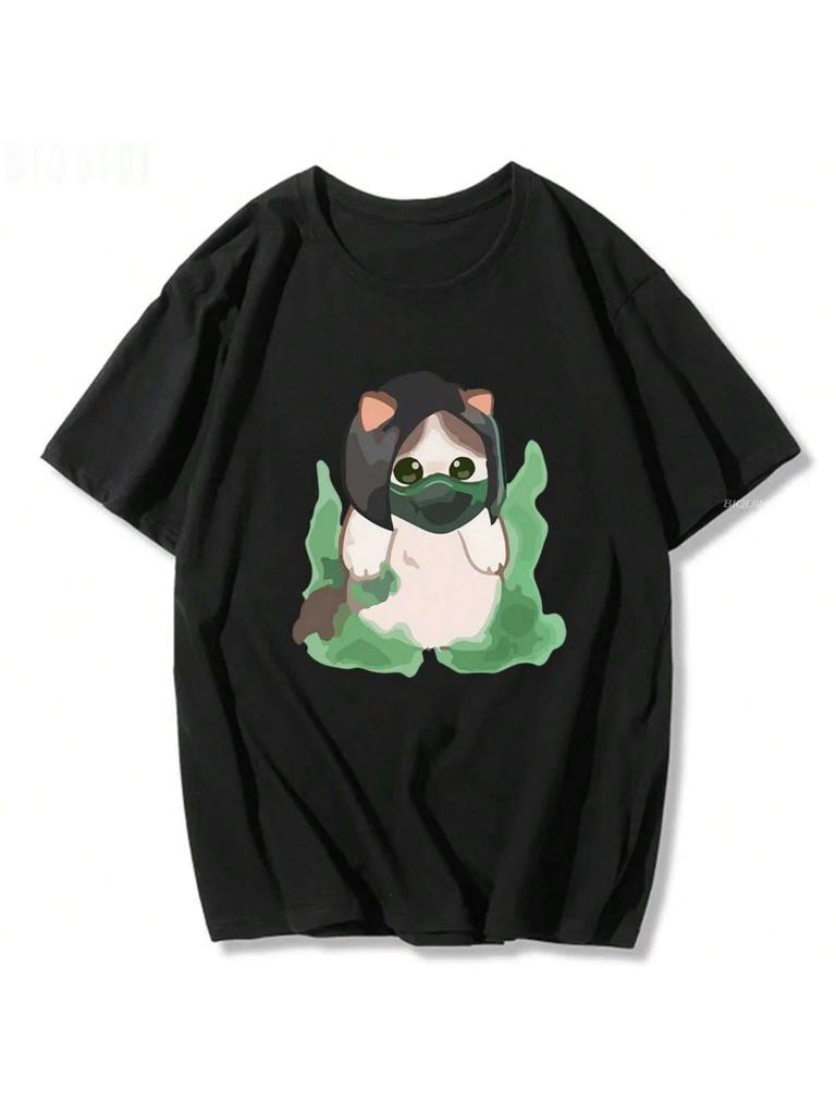 Viper Cat Cartoon Unisex And Wounisex T Shirt Valorant Game Pure Cotton 2022 New Arrival Summer Unisex Surprised Penguin Harajuku Tops