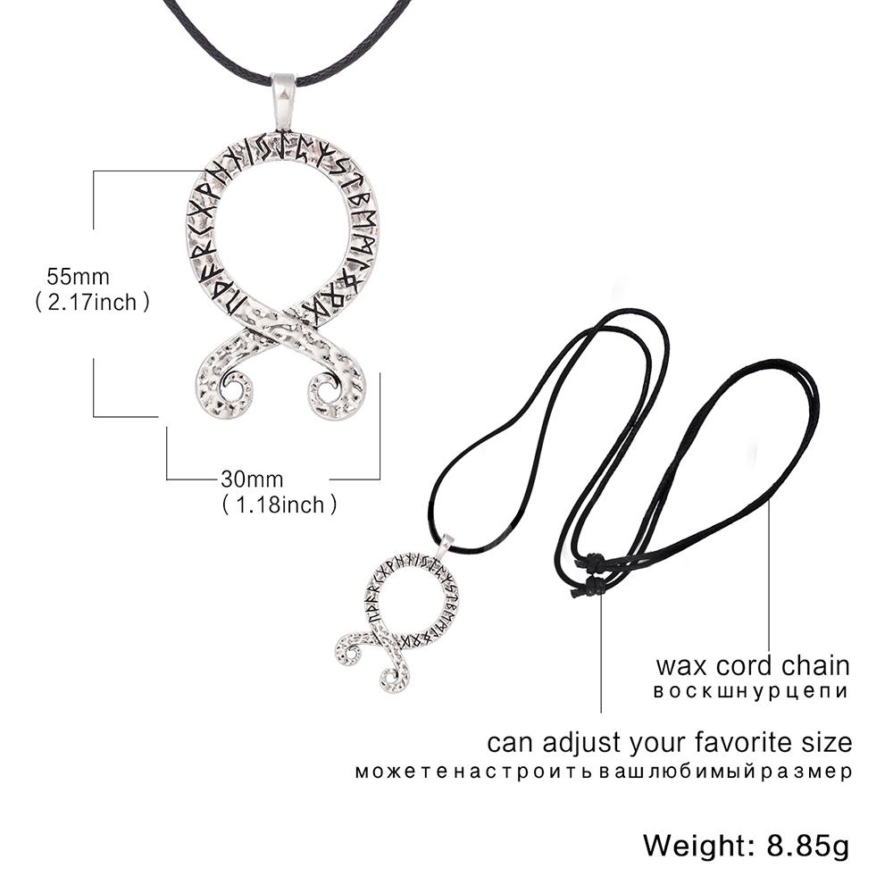 Nordic Octopus Squid Pendant Viking Runes Troll Cross Necklace Swedish Folklore Protection Amulet Jewelry