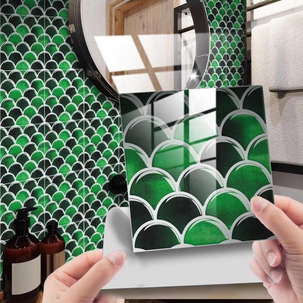 10PCS 15*15cm Tile Stickers Waterproof Marble Grain 3D Wall Sticker PVC Colorful Tile Wall Sticker