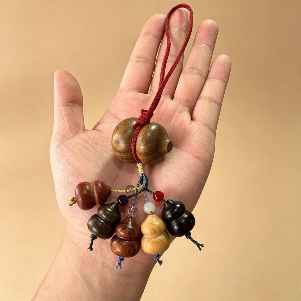 Wooden Fu Lu Treasure Gourd Car Pendant Ornament